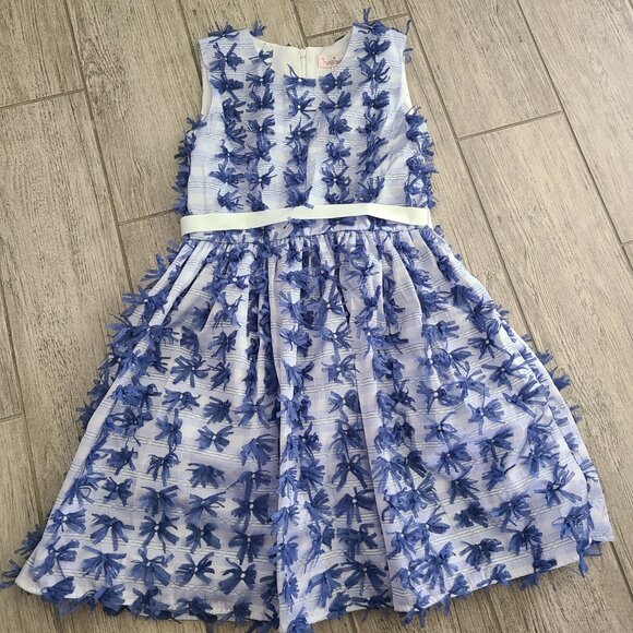 Halabaloo young girls blue and white sleeveless summer dress size 10 - Picture 4 of 11